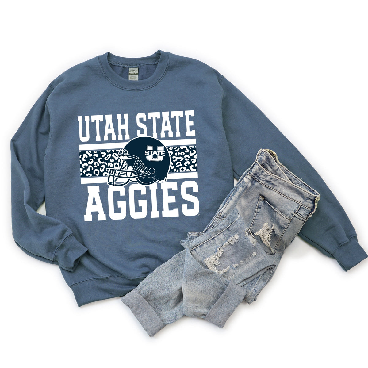 Licensed Utah State Aggies Leopard - Women's Graphic Sweatshirt