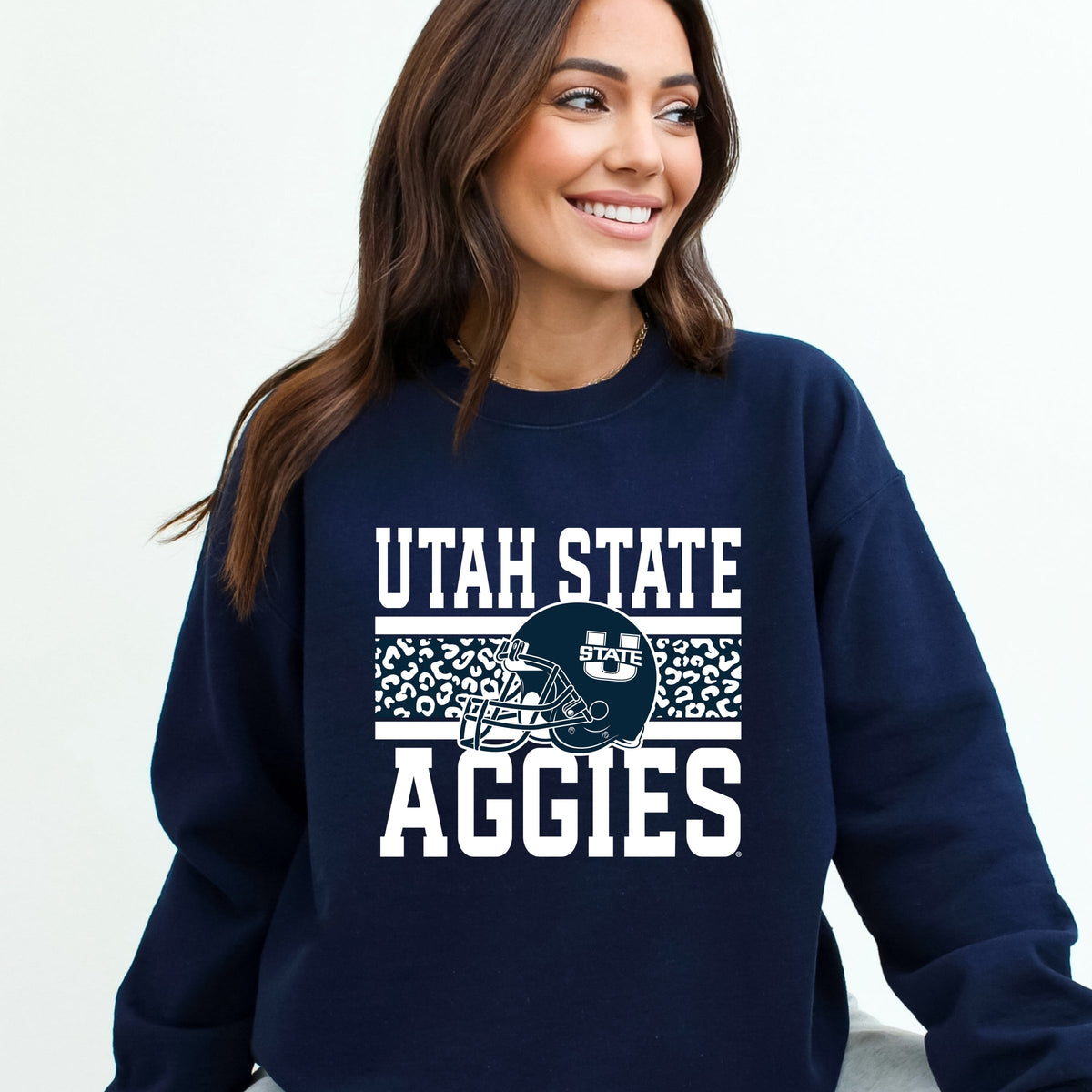 Licensed Utah State Aggies Leopard - Women's Graphic Sweatshirt