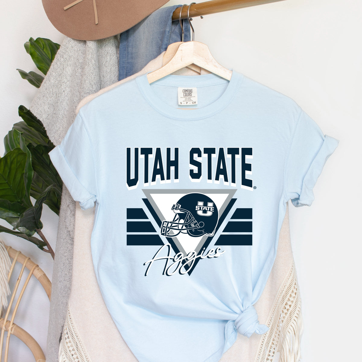 Licensed Utah State Aggies Triangle - Women's Garment Dyed Graphic T-Shirt