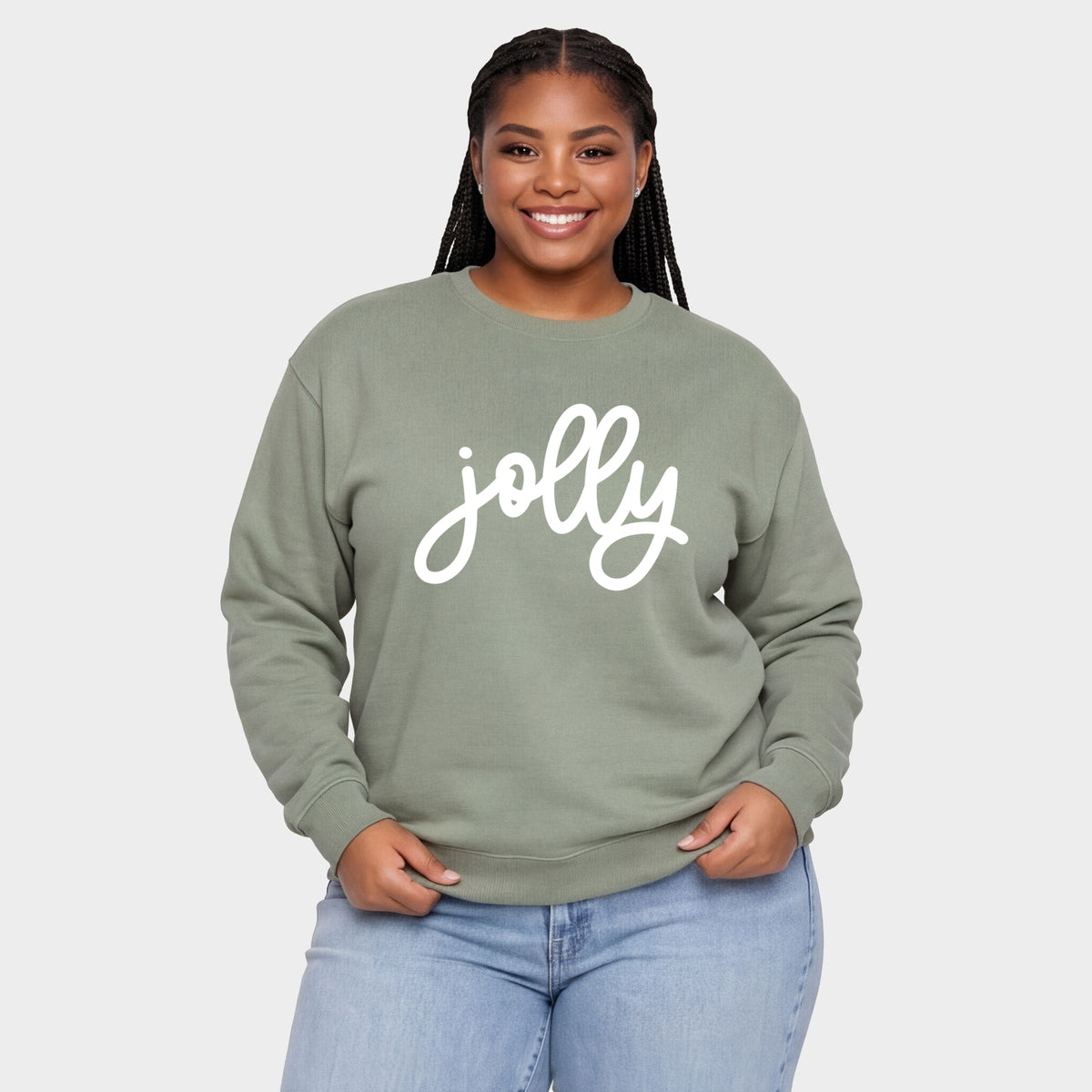 Jolly Bold Cursive Puff Print -  Women's Plus Sweatshirt