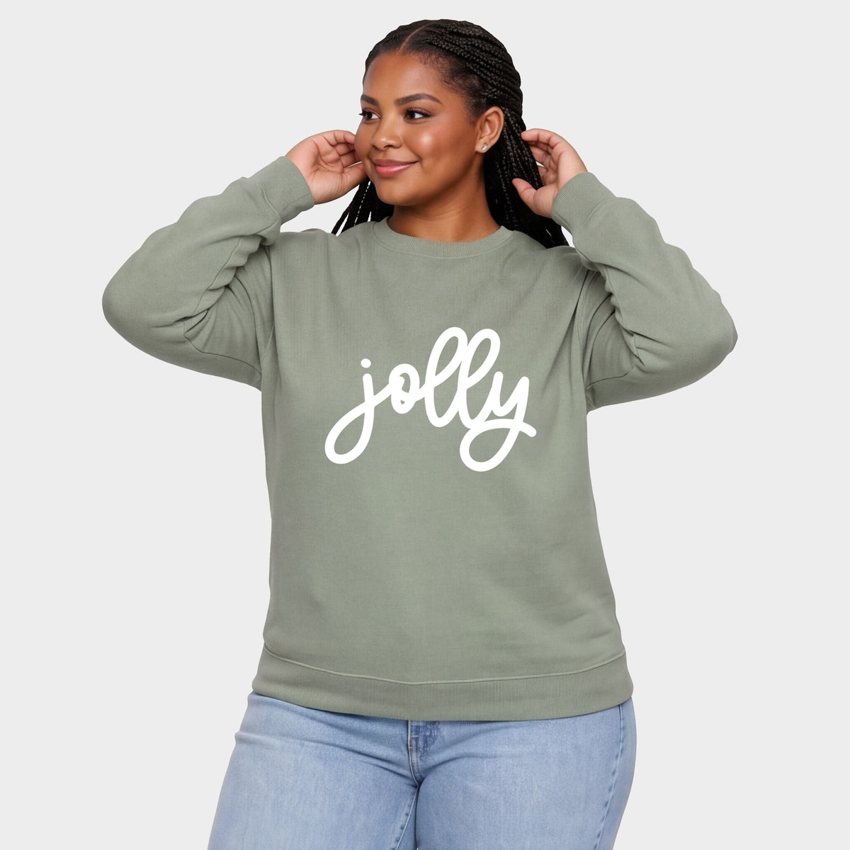 Jolly Bold Cursive Puff Print -  Women's Plus Sweatshirt