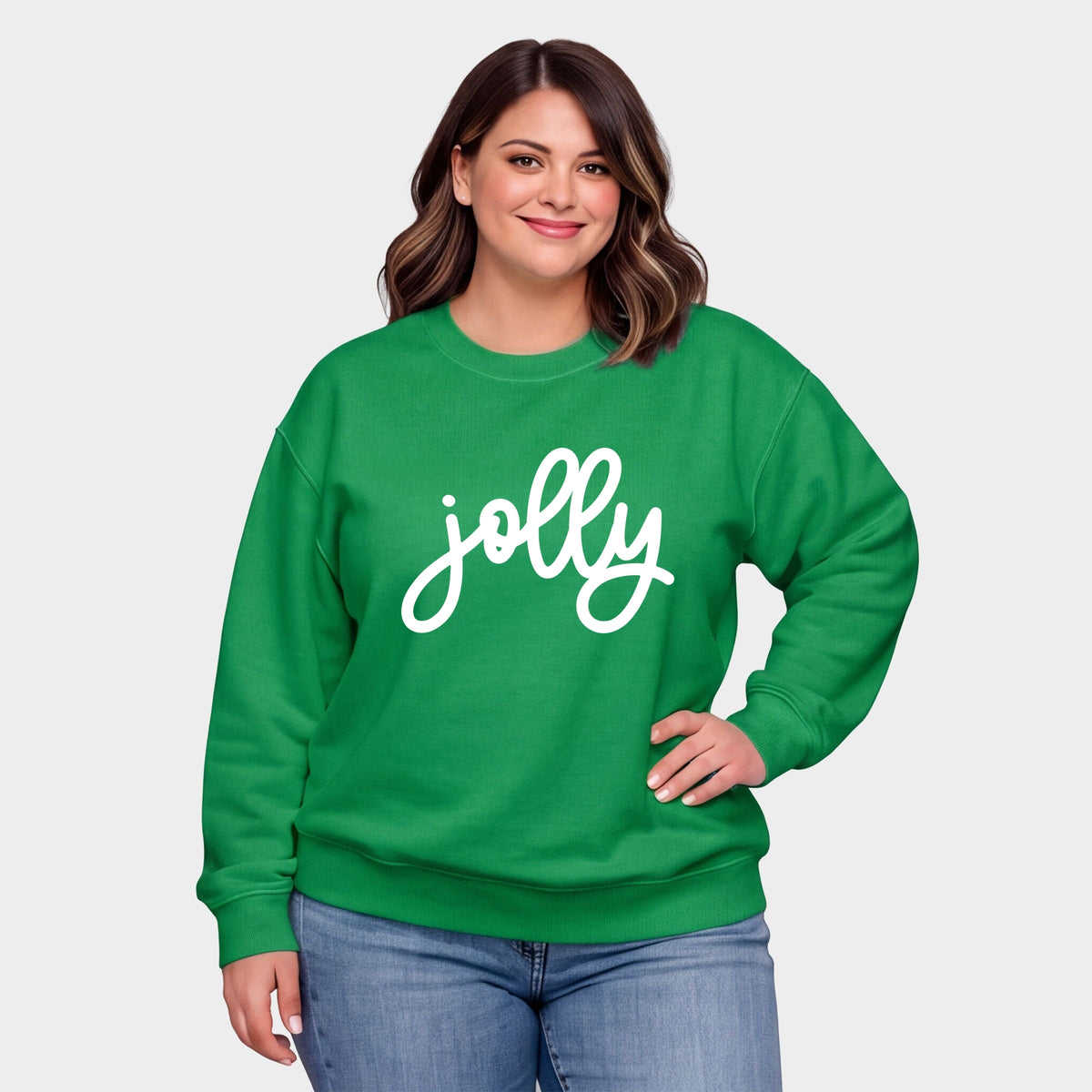 Jolly Bold Cursive Puff Print -  Women's Plus Sweatshirt