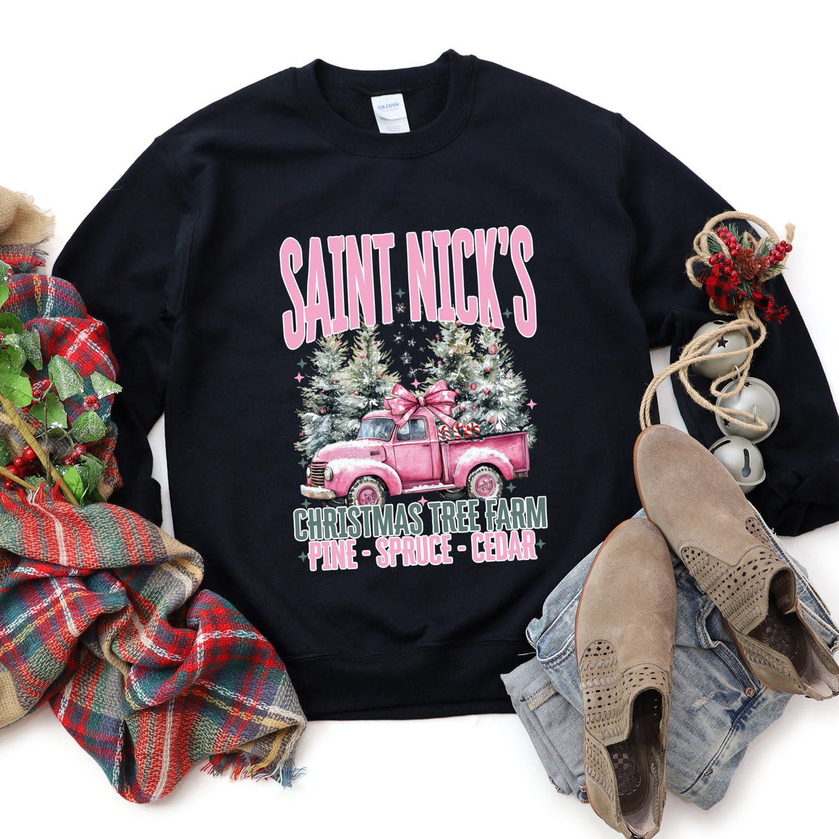 Saint Nick's Farm Truck - Women's Graphic Sweatshirt