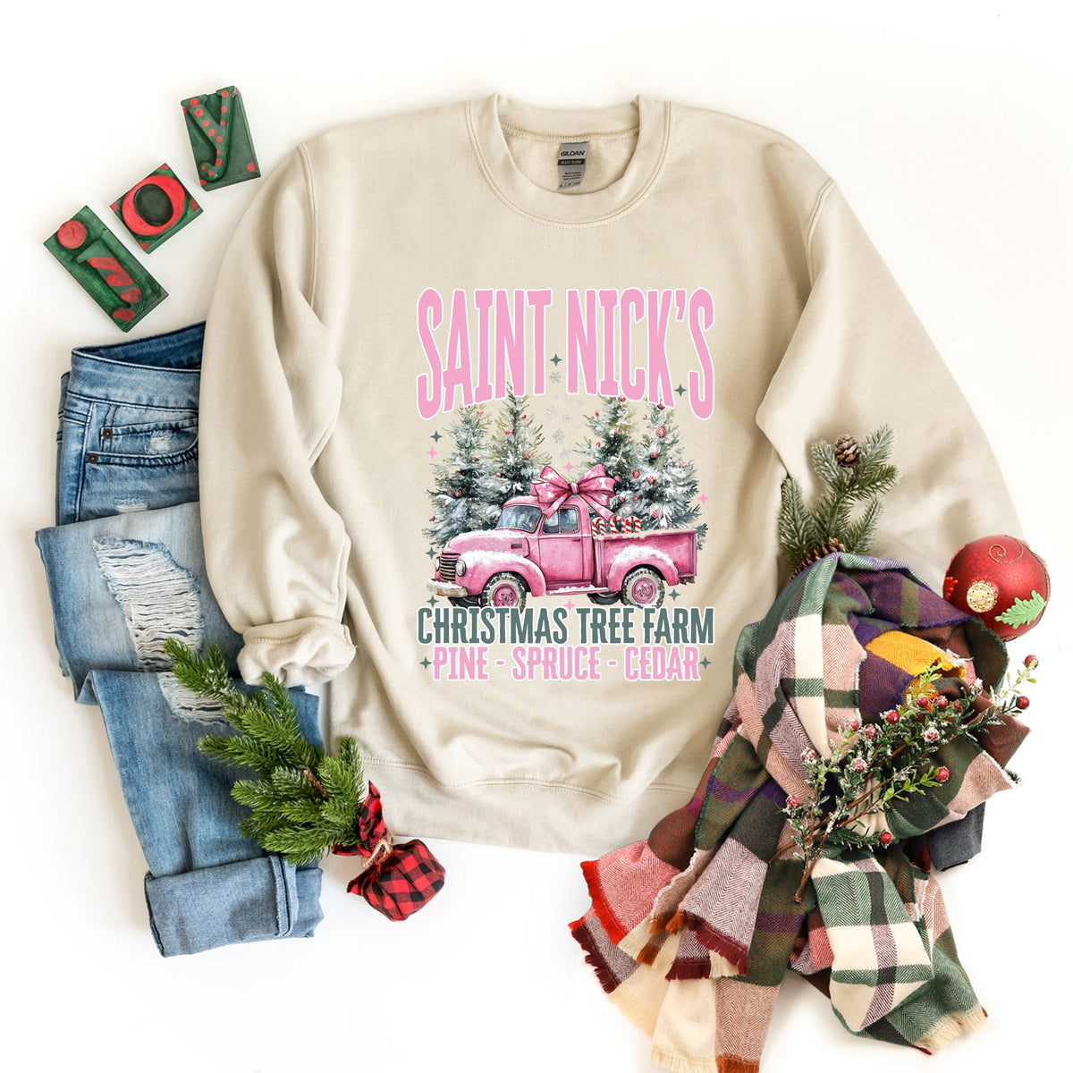 Saint Nick's Farm Truck - Women's Graphic Sweatshirt