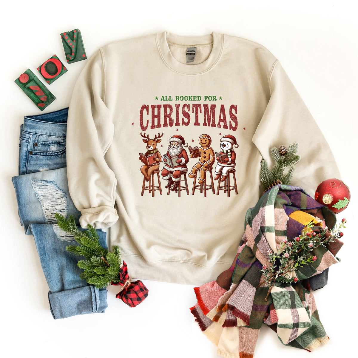 Booked For Christmas Stool - Women's Graphic Sweatshirt