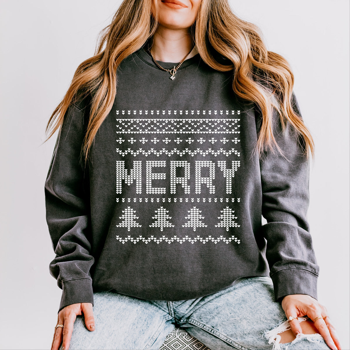 Ugly Sweater Merry - Women's Lightweight Garment Dyed Sweatshirt