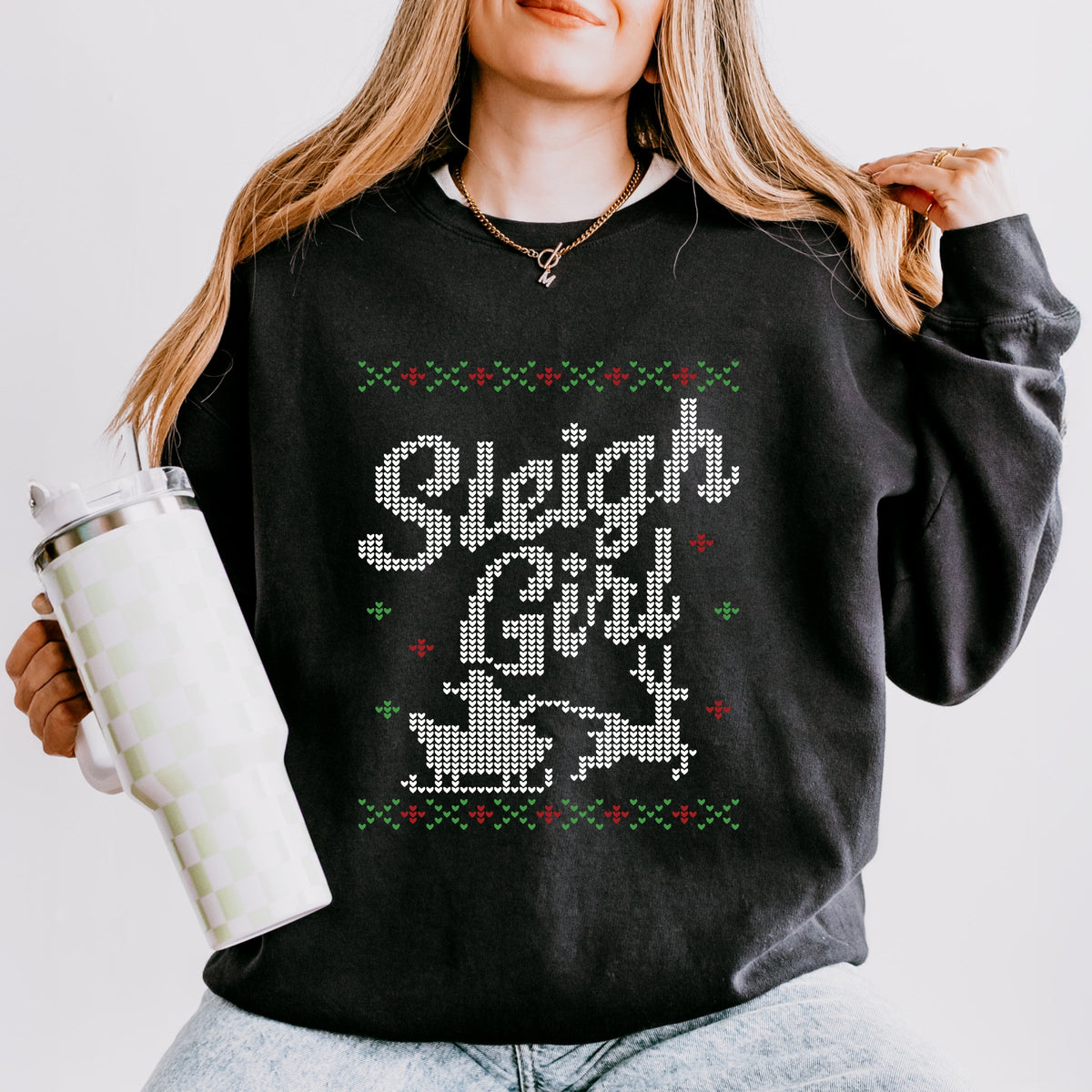 Ugly Sweater Sleigh Girl - Women's Lightweight Garment Dyed Sweatshirt