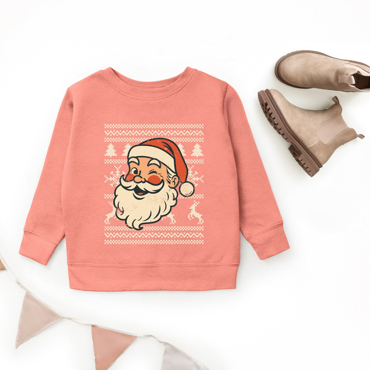 Ugly Sweater Santa Face - Youth Graphic Sweatshirt