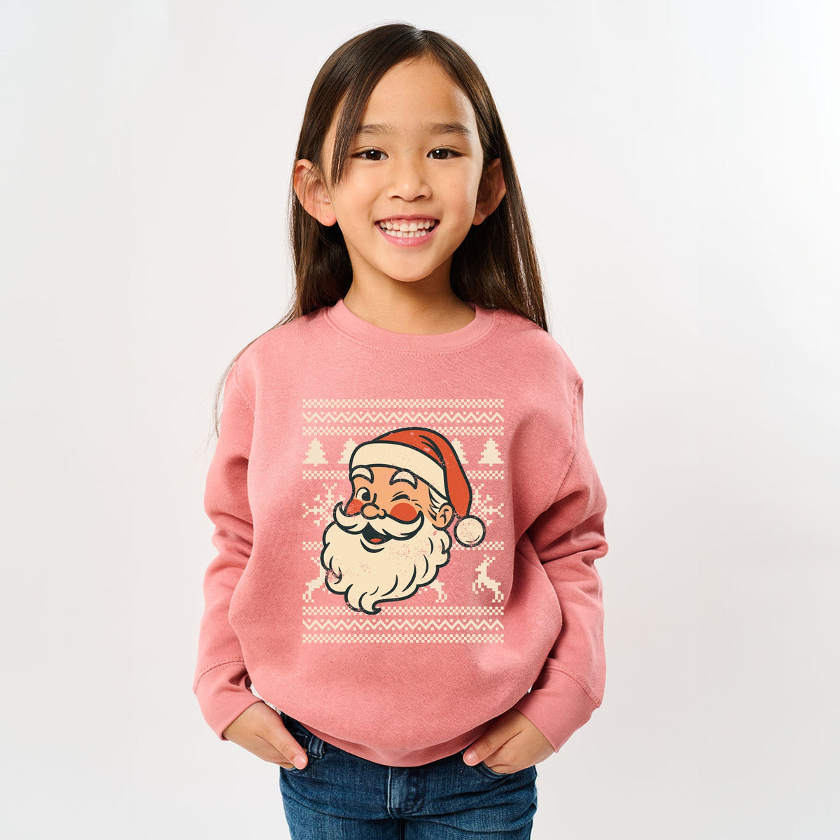 Ugly Sweater Santa Face - Youth Graphic Sweatshirt
