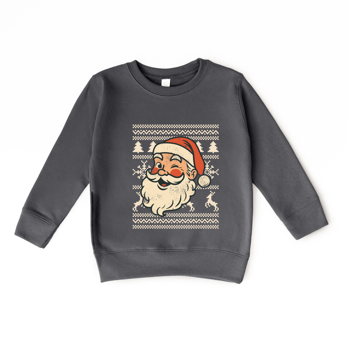 Ugly Sweater Santa Face - Toddler Graphic Sweatshirt