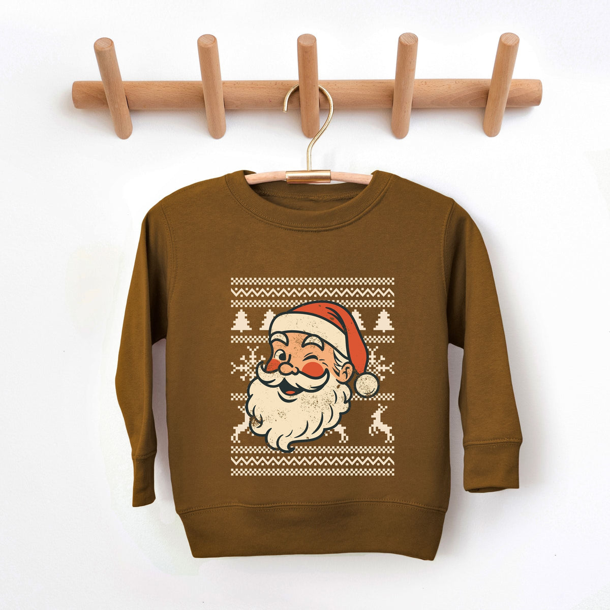 Ugly Sweater Santa Face - Toddler Graphic Sweatshirt