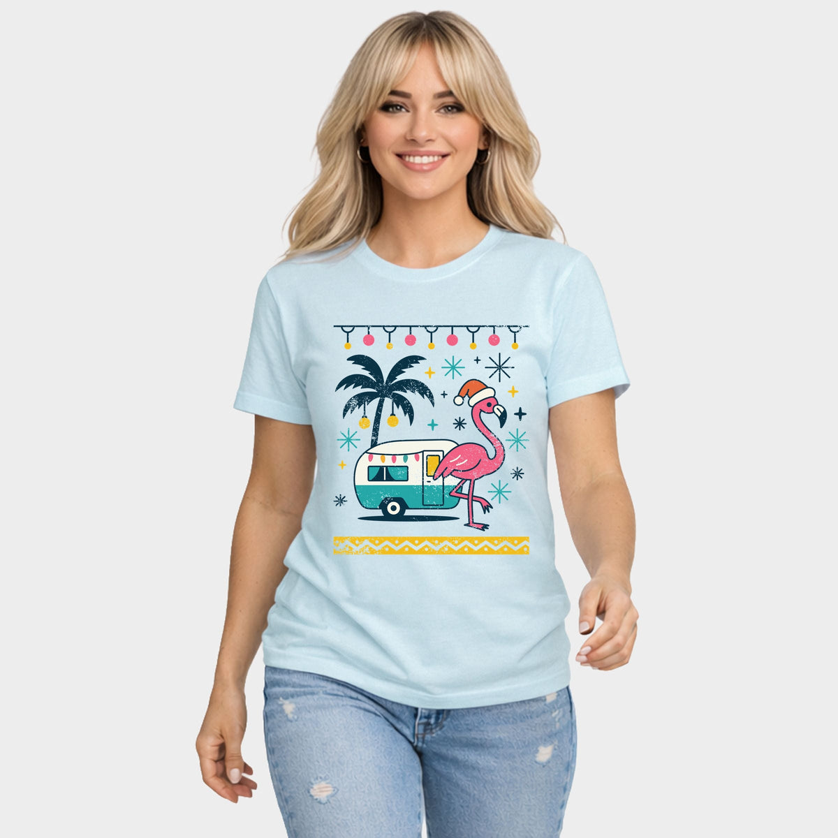 Ugly Sweater Flamingo - Women's Short Sleeve Graphic T-Shirt