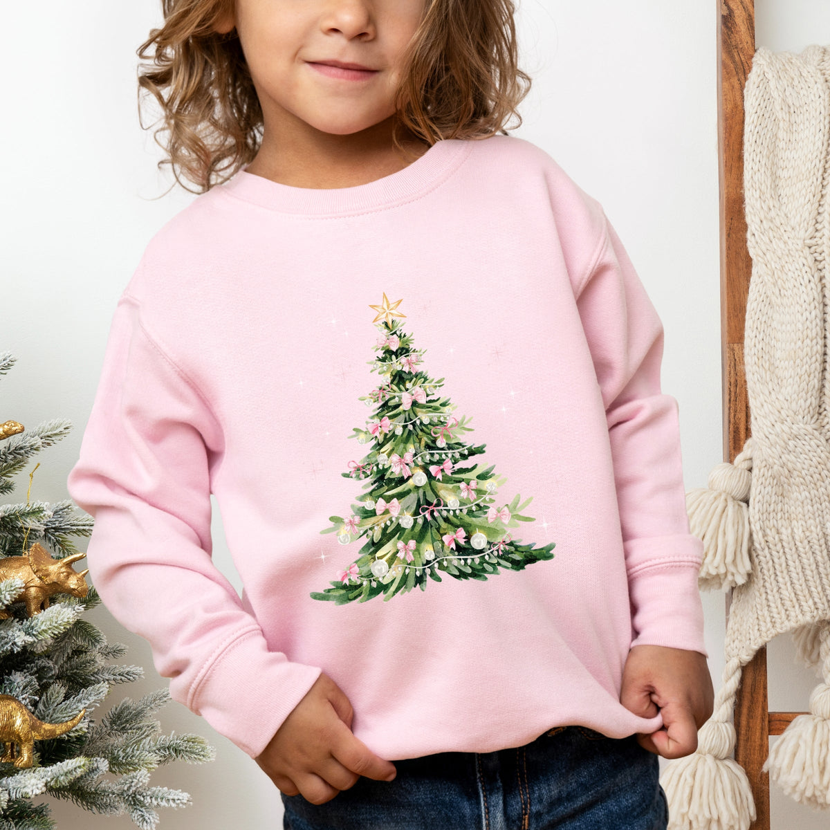 Watercolor Christmas Tree Sparkle - Toddler Graphic Sweatshirt