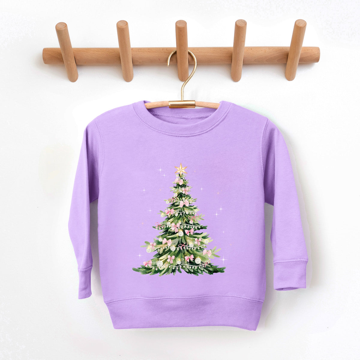 Watercolor Christmas Tree Sparkle - Toddler Graphic Sweatshirt