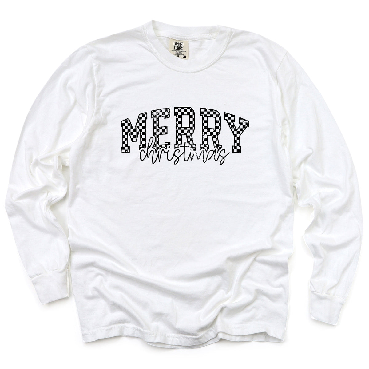 Merry Christmas Varsity Checkered - Garment Dyed Long Sleeve