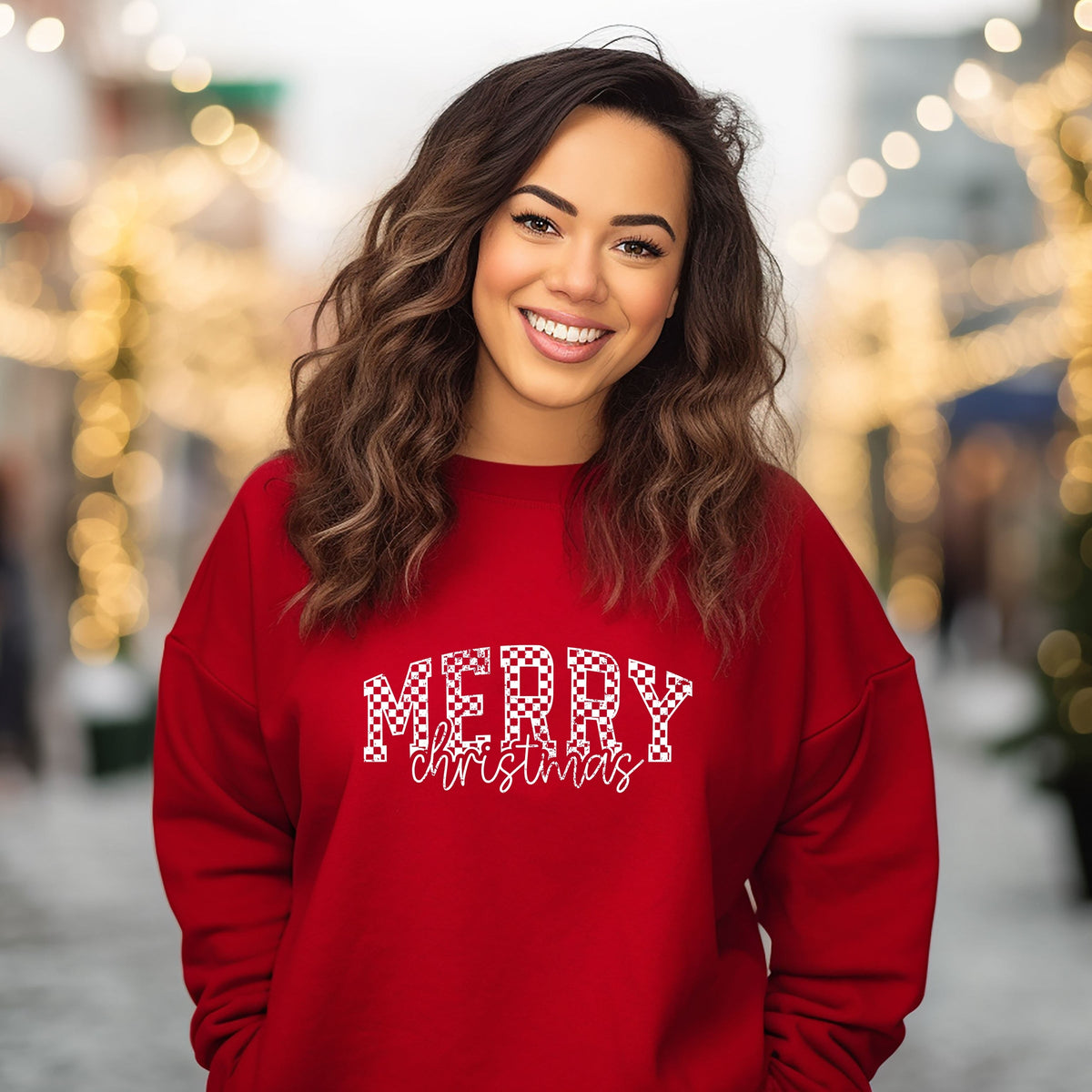 Merry Christmas Varsity Checkered - Sweatshirt