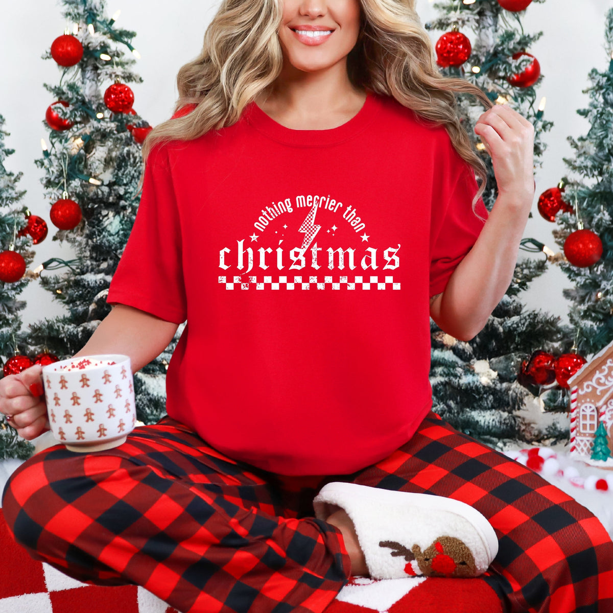 Nothing Merrier Than Christmas Grunge - Garment Dyed Tee