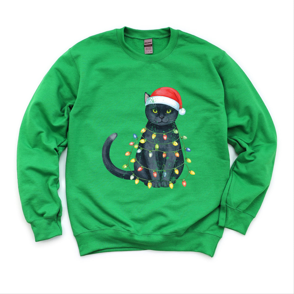 Black Cat Christmas Lights - Sweatshirt