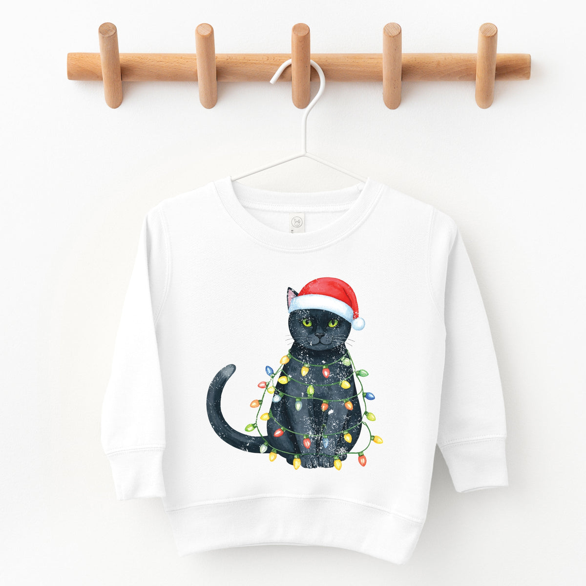 Black Cat Christmas Lights - Toddler Graphic Sweatshirt