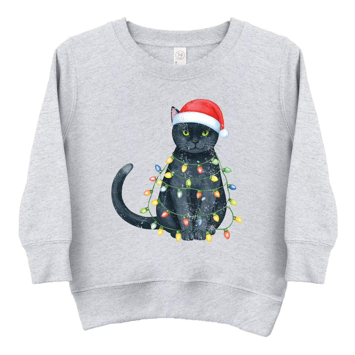 Black Cat Christmas Lights - Toddler Graphic Sweatshirt