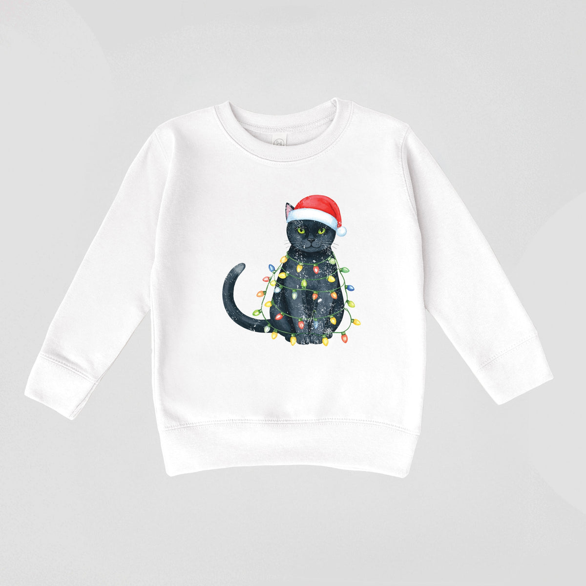 Black Cat Christmas Lights - Toddler Graphic Sweatshirt