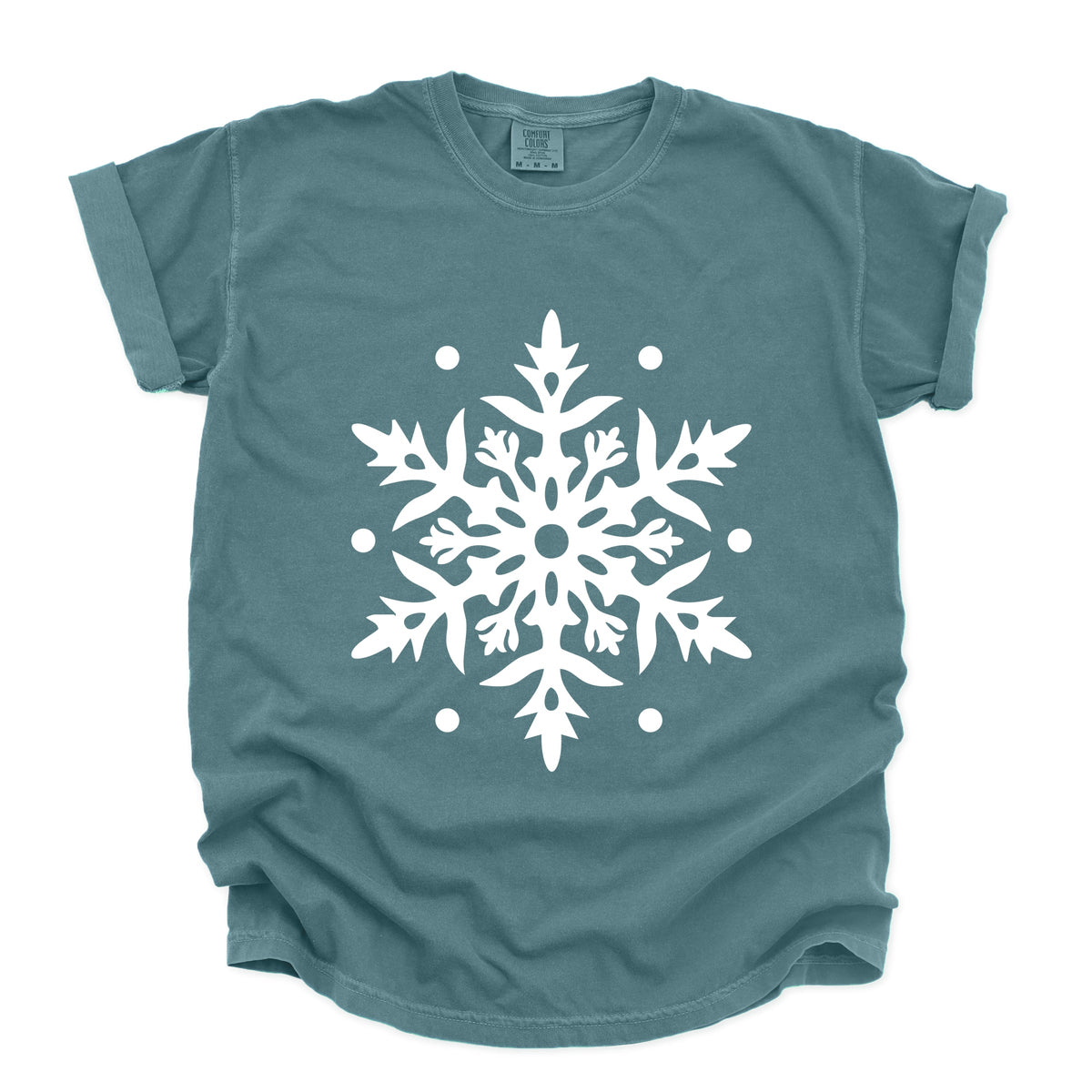 White Snowflake - Women's Garment Dyed Graphic T-Shirt