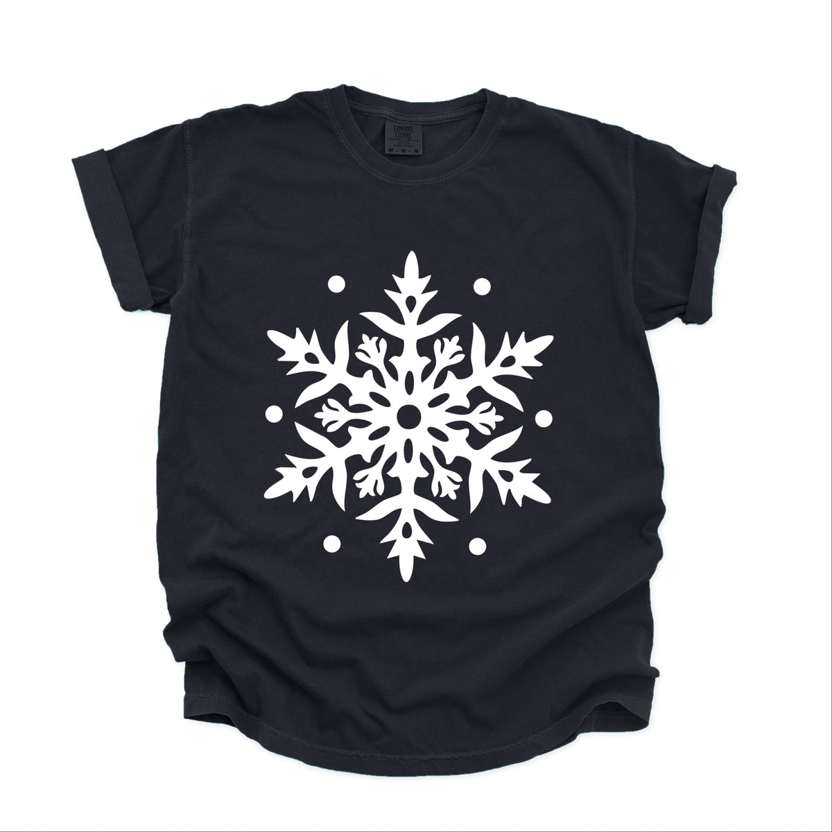 White Snowflake - Women's Garment Dyed Graphic T-Shirt