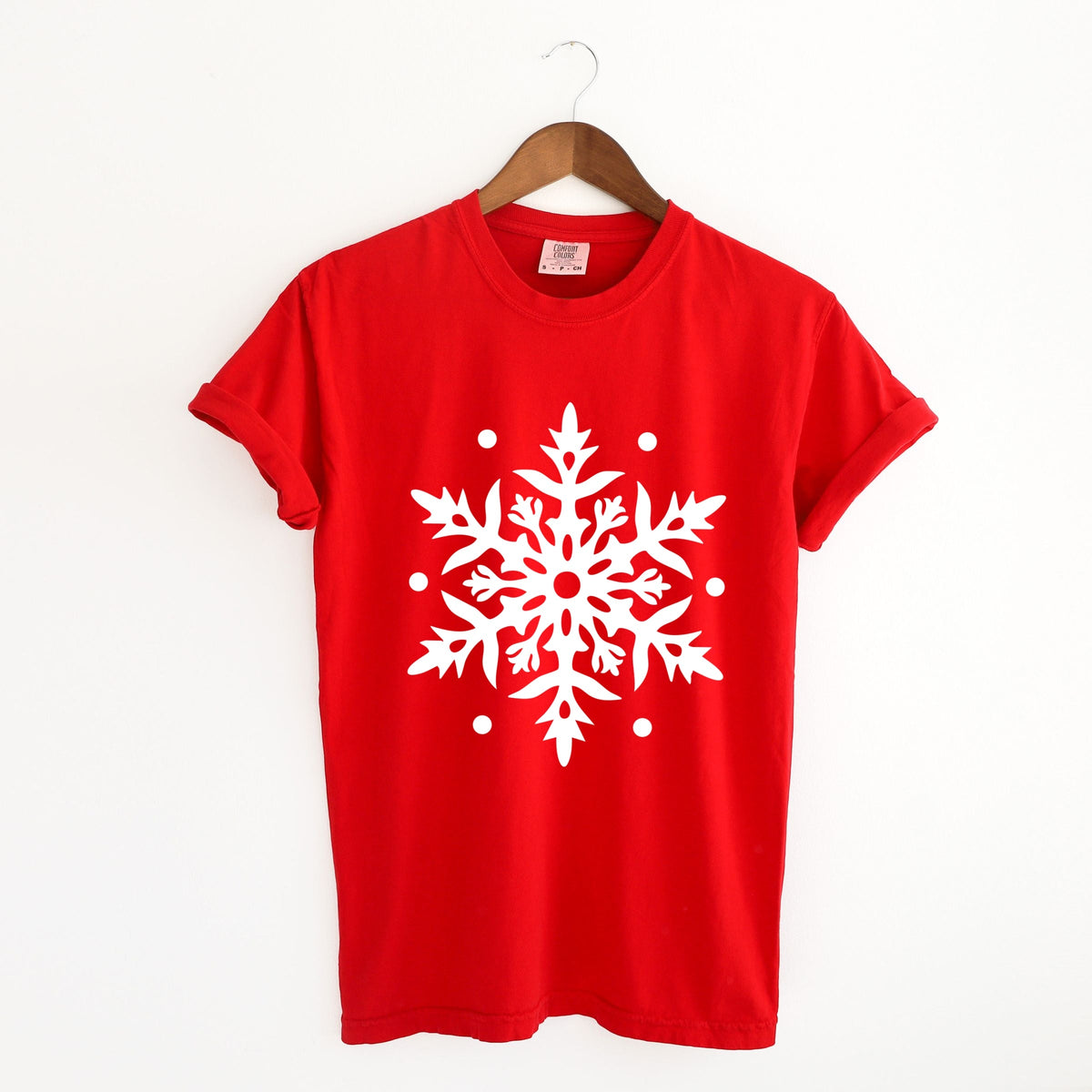White Snowflake - Women's Garment Dyed Graphic T-Shirt