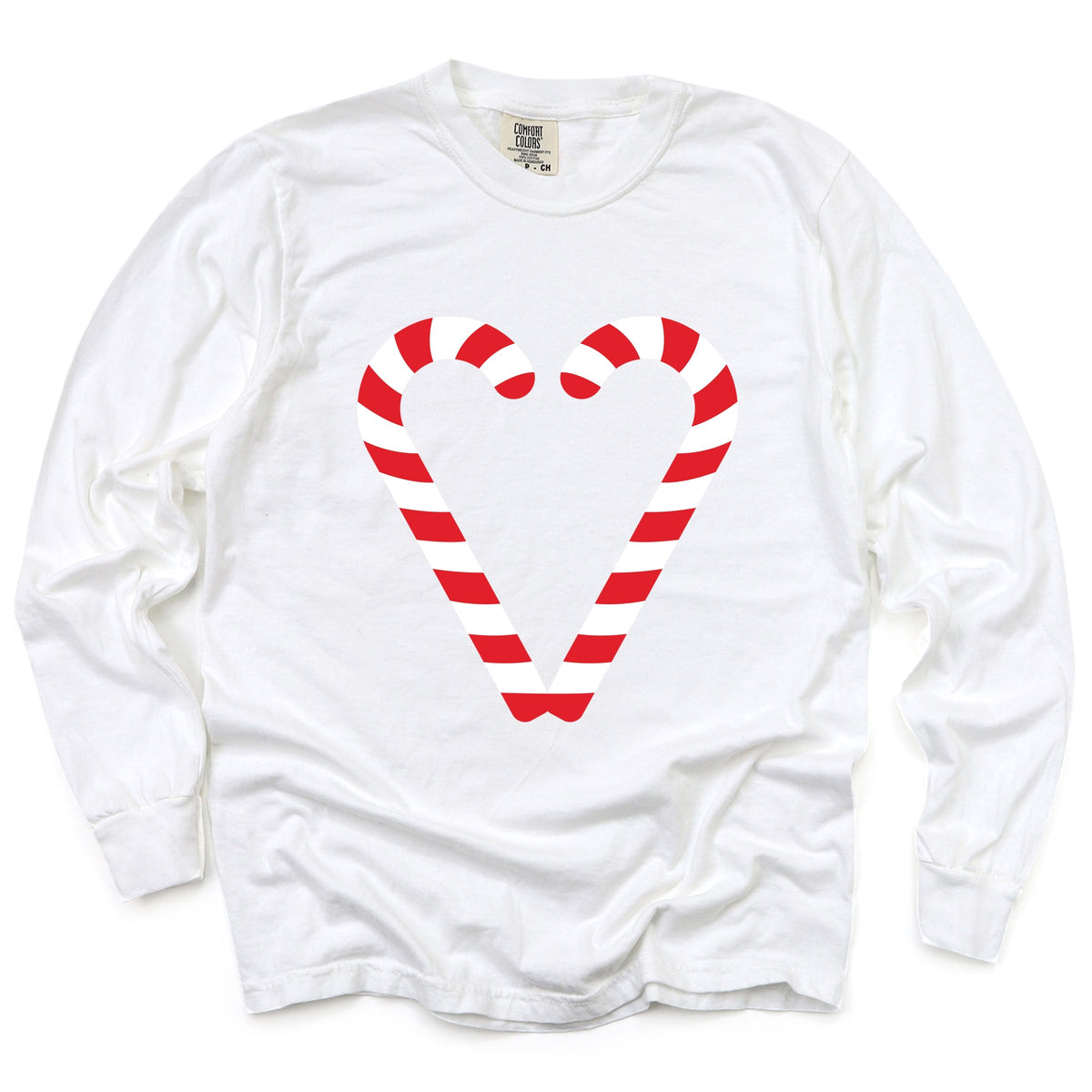 Candy Cane Heart - Women's Garment Dyed Long Sleeve