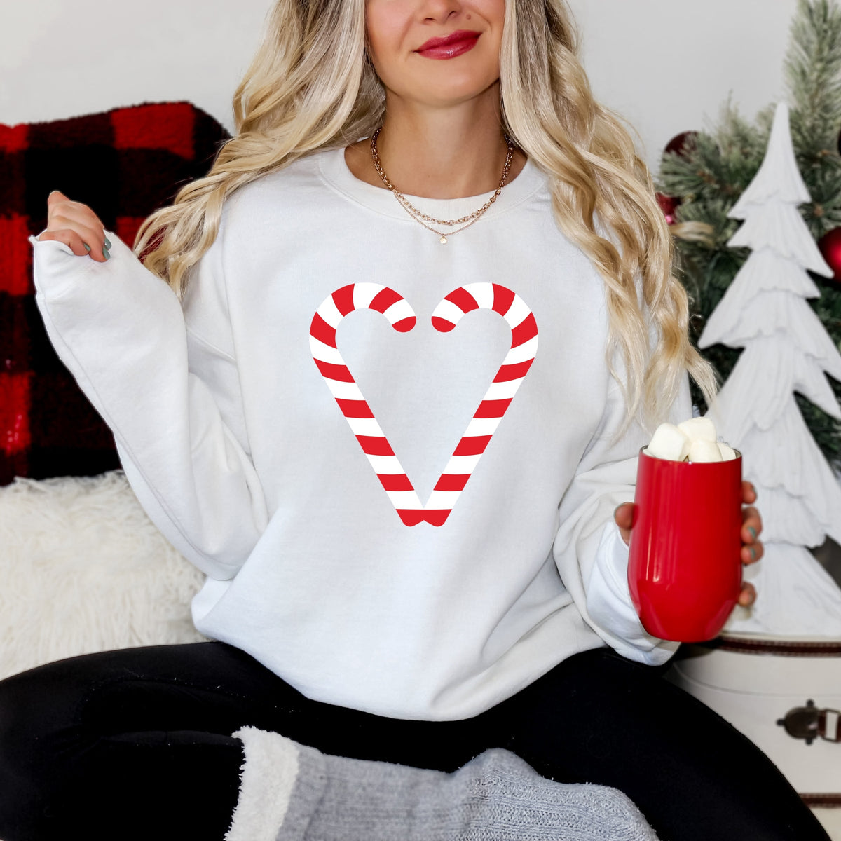 Candy Cane Heart - Women's Graphic Sweatshirt