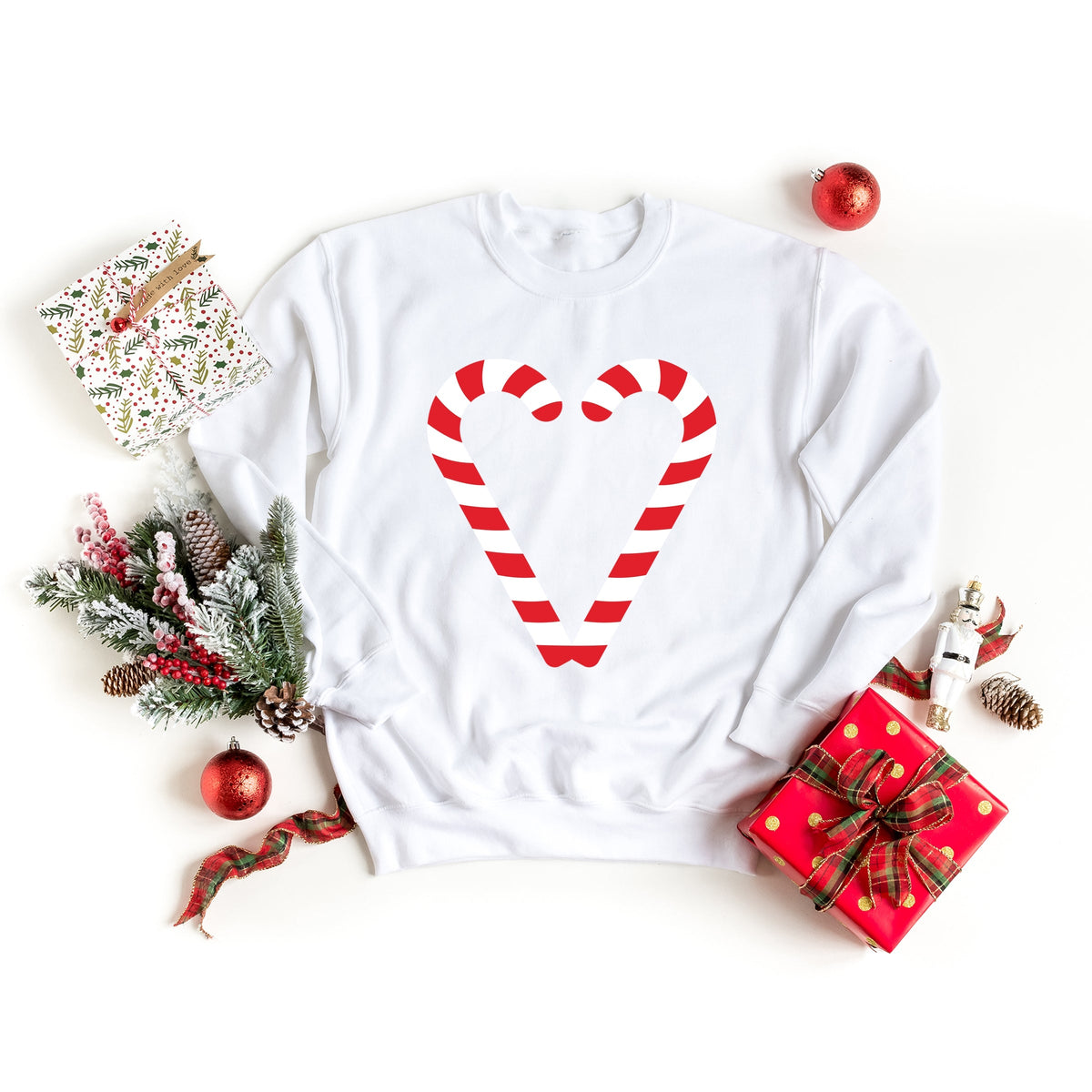 Candy Cane Heart - Women's Graphic Sweatshirt