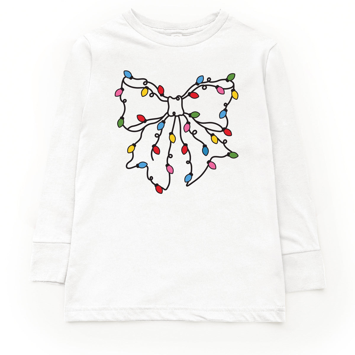 Christmas Light Bow Coquette - Youth Long Sleeve Graphic T-Shirt