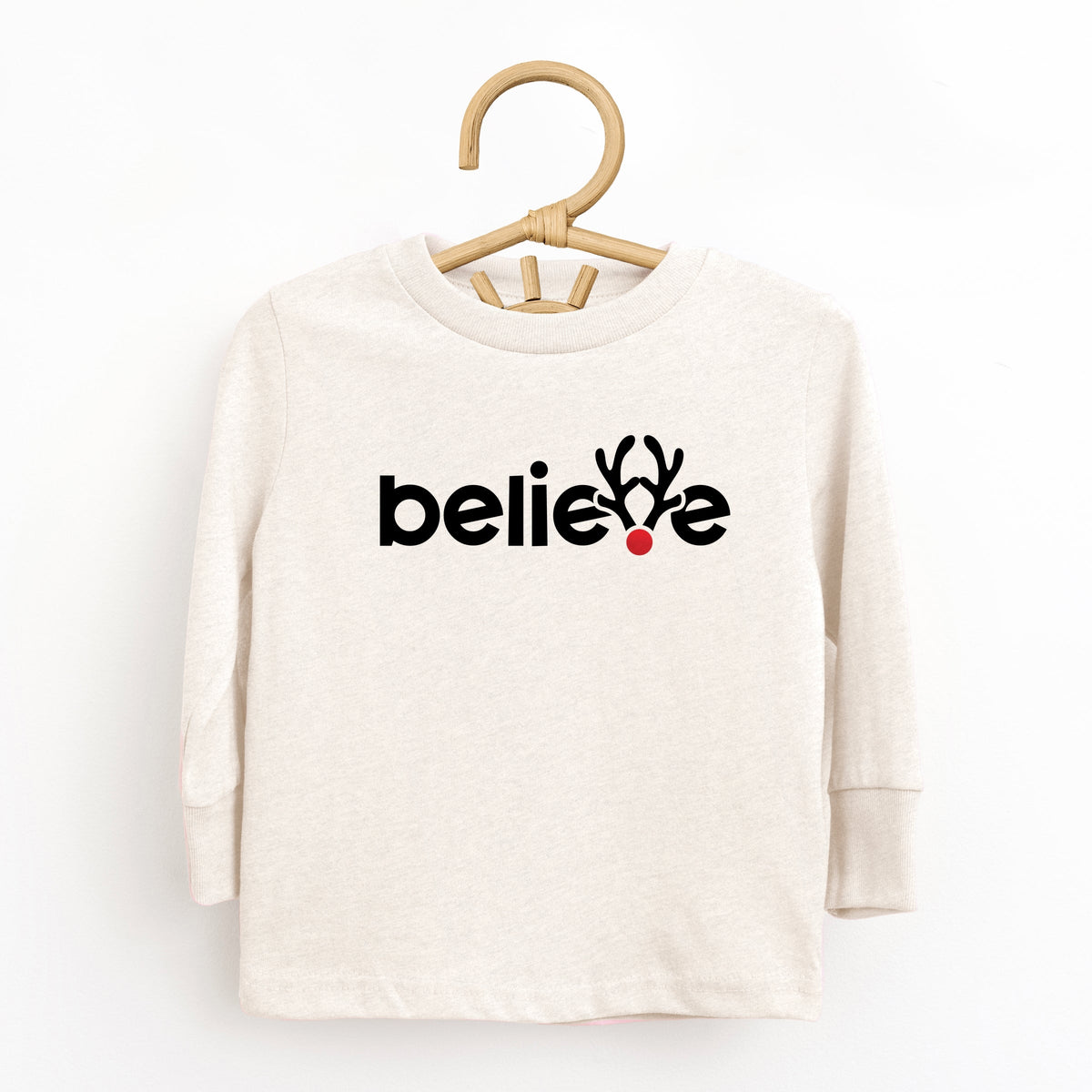Believe Reindeer Antlers - Toddler Long Sleeve Tee