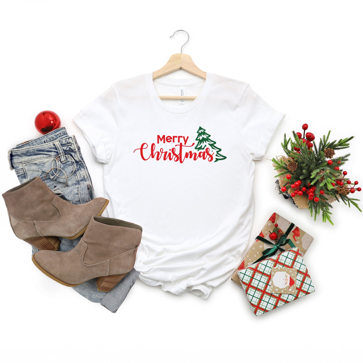 Merry Christmas Glitter Tree - Women's Short Sleeve Tee