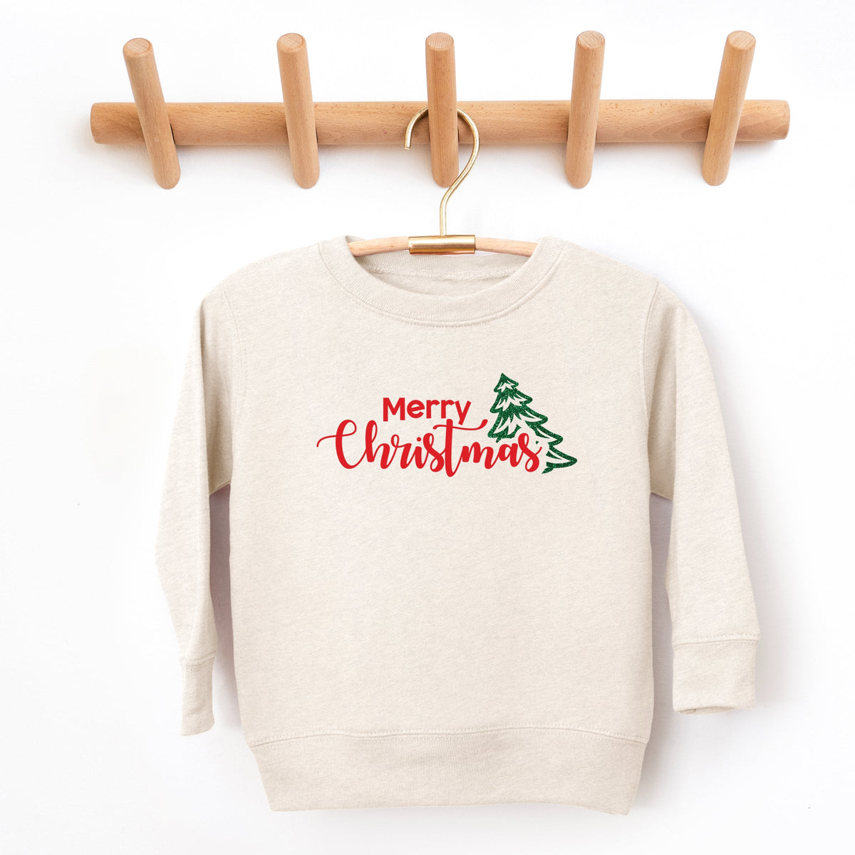 Merry Christmas Glitter Tree - Toddler Graphic Sweatshirt