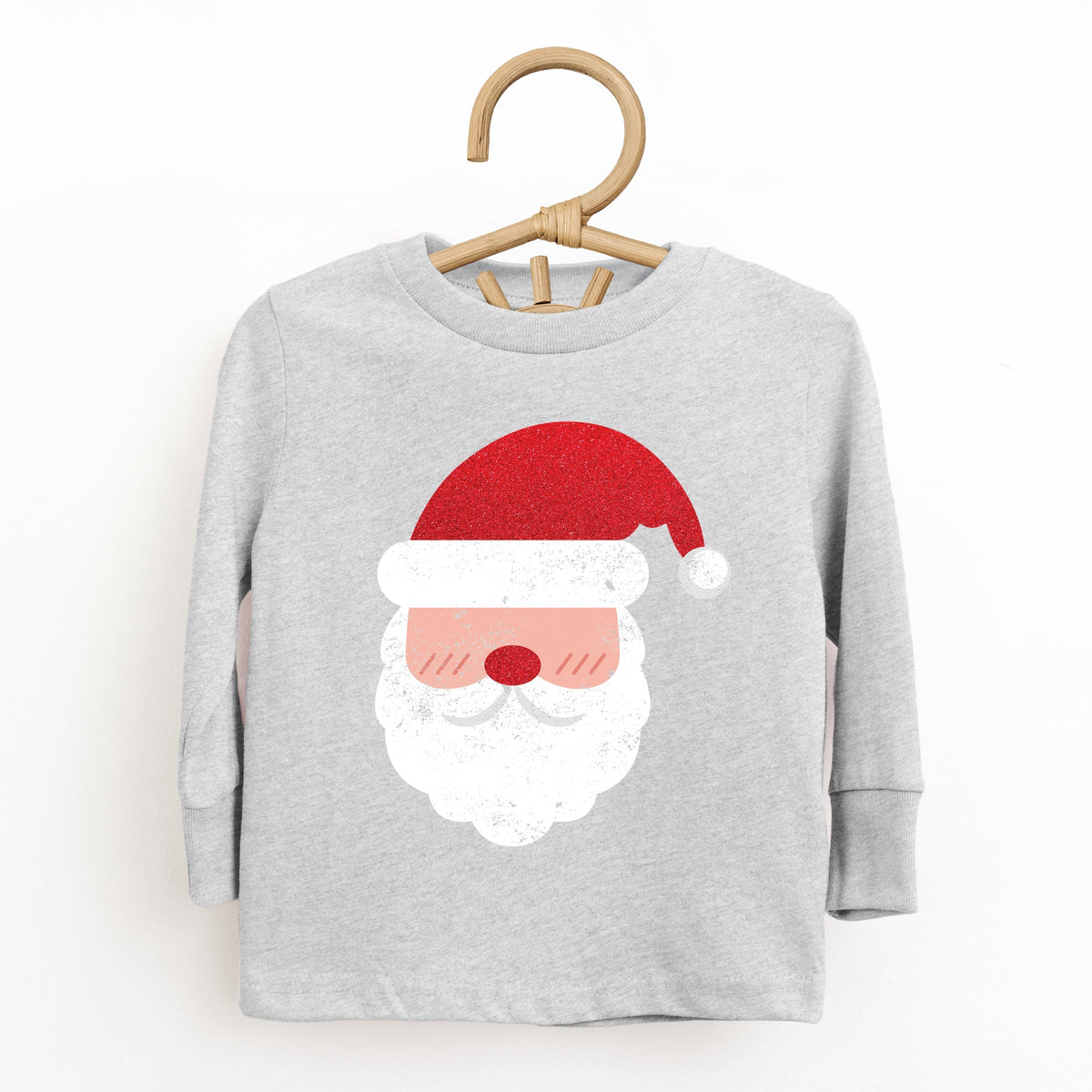 Santa Face Glitter - Toddler Long Sleeve Graphic Tee