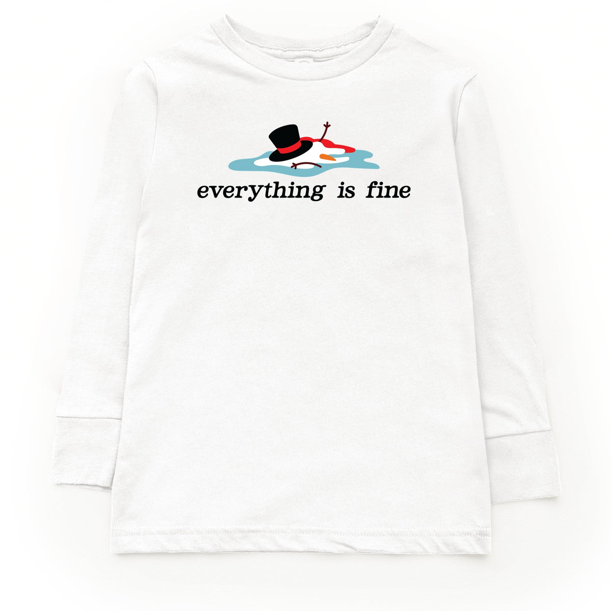 Everything Is Fine Melted Snowman - Youth Long Sleeve Graphic T-Shirt