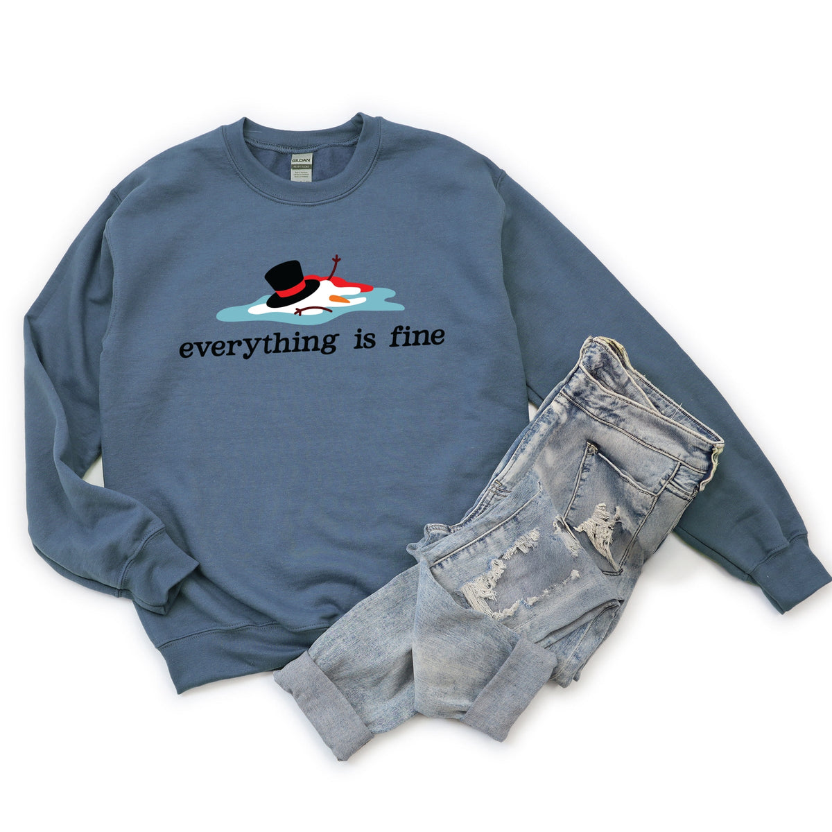 Everything Is Fine Melted Snowman - Sweatshirt