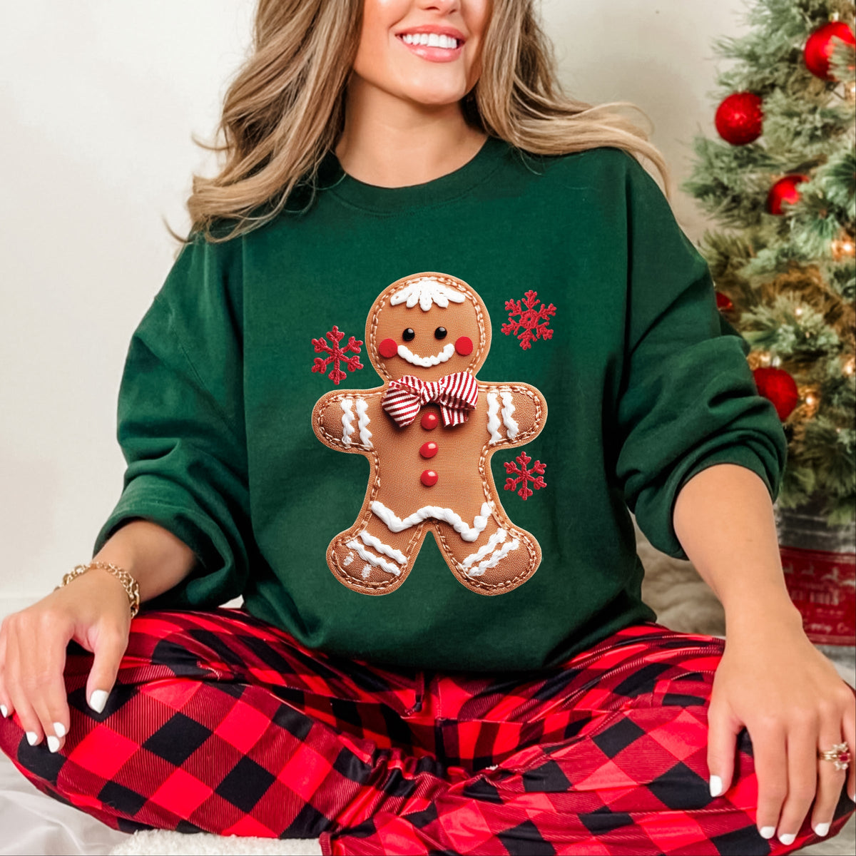 Gingerbread Patchwork Print -  Women's Sweatshirt