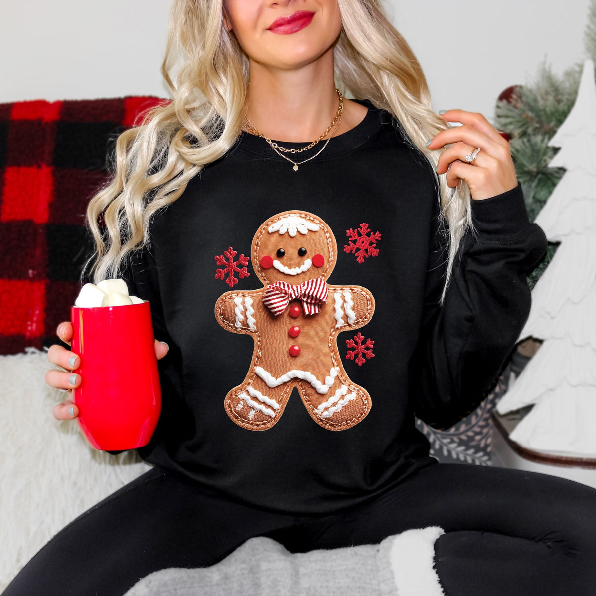 Gingerbread Patchwork Print -  Women's Sweatshirt