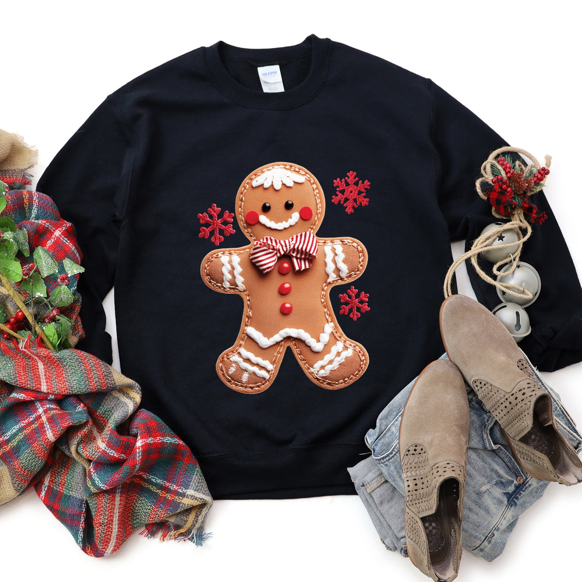 Gingerbread Patchwork Print -  Women's Sweatshirt
