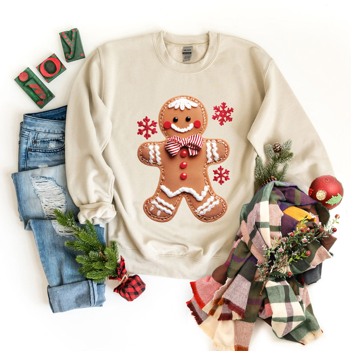 Gingerbread Patchwork Print -  Women's Sweatshirt
