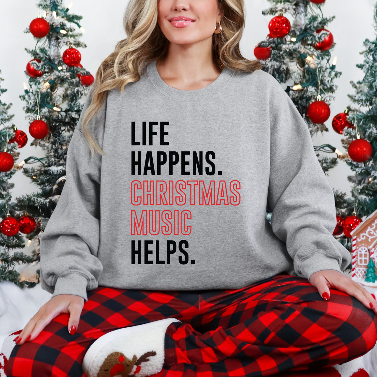Christmas Music Helps - Women's Graphic Sweatshirt