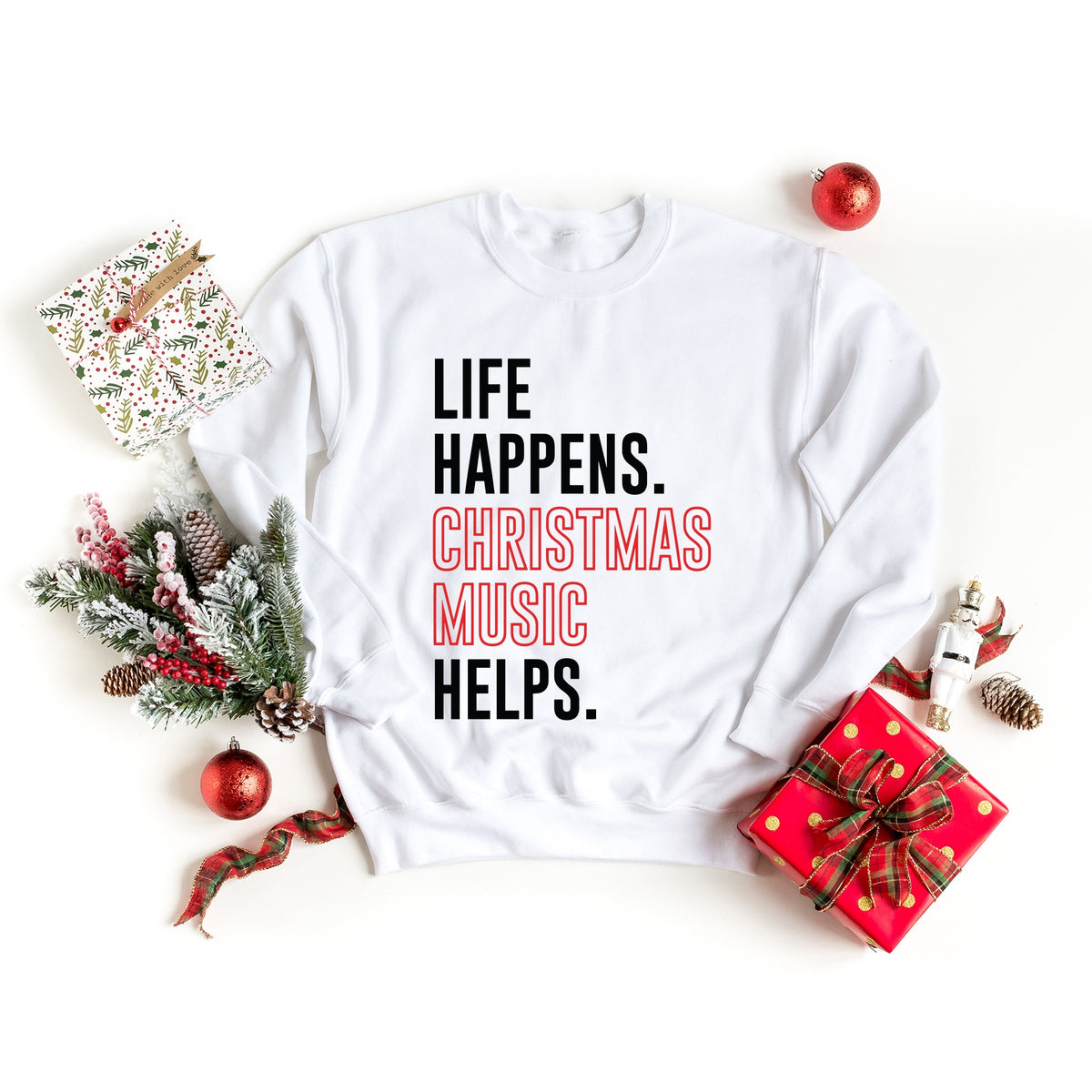 Christmas Music Helps - Women's Graphic Sweatshirt