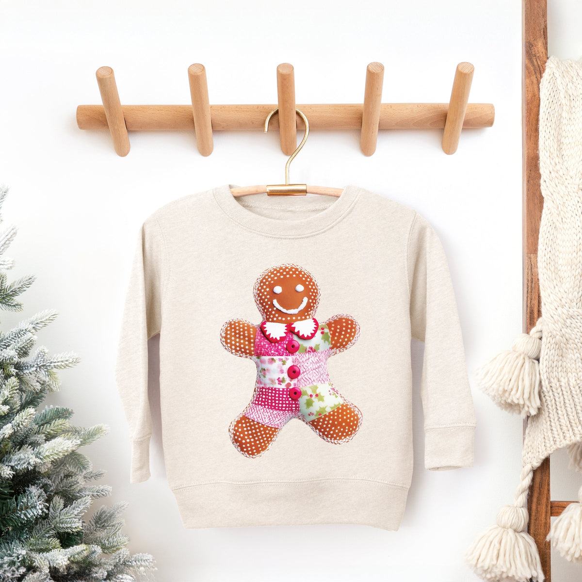 Gingerbread Polka Dot Patchwork Print - Toddler Graphic Sweatshirt