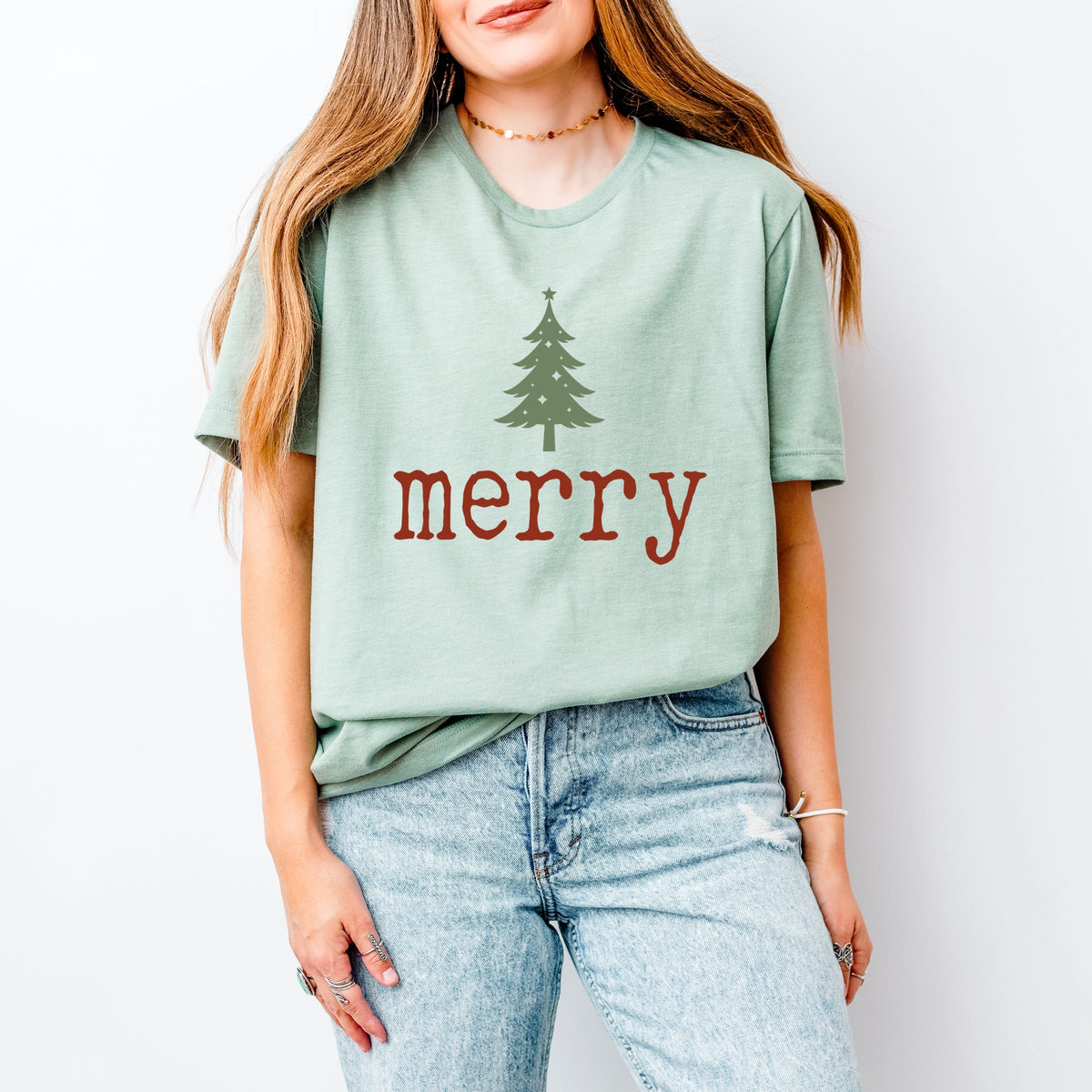 Merry Christmas Tree Stars - Women's Short Sleeve Graphic T-Shirt