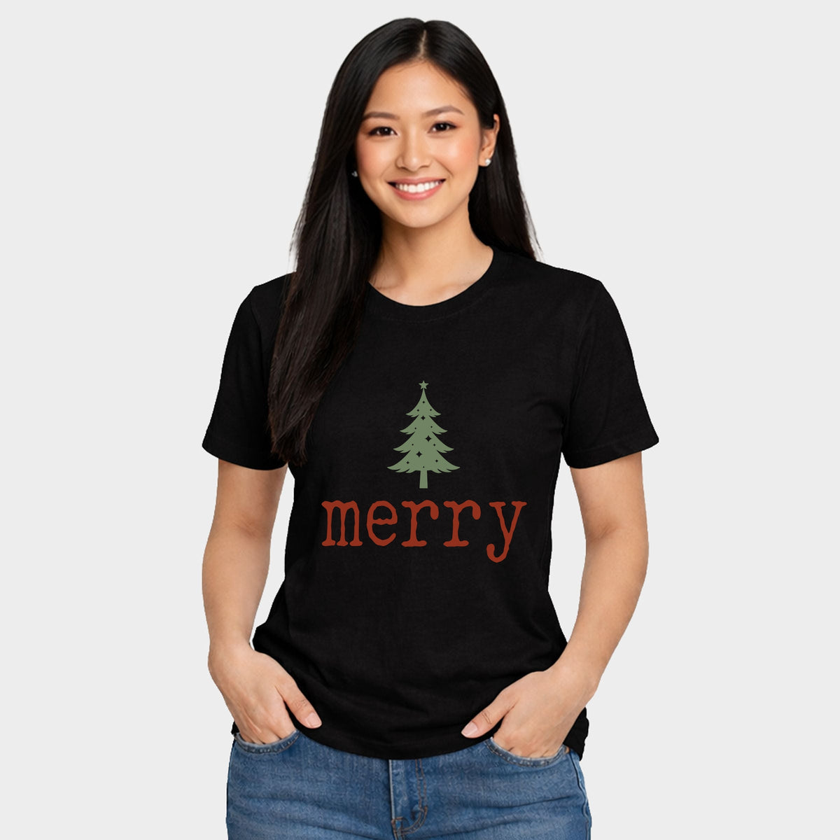 Merry Christmas Tree Stars - Women's Short Sleeve Graphic T-Shirt