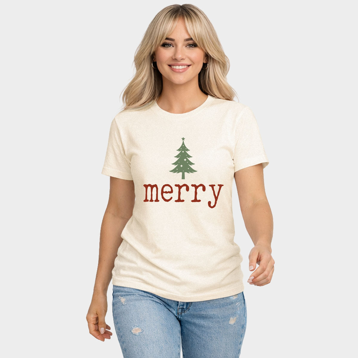 Merry Christmas Tree Stars - Women's Short Sleeve Graphic T-Shirt