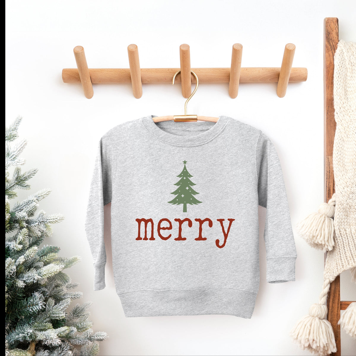 Merry Christmas Tree Stars - Toddler Graphic Sweatshirt