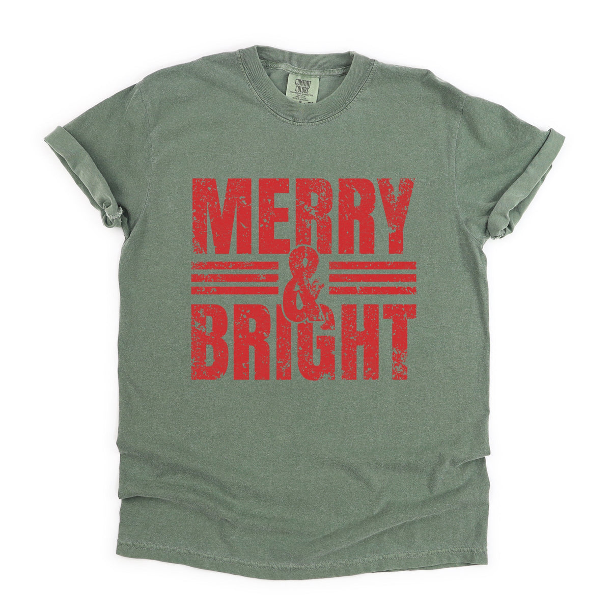 Merry & Bright Distressed - Women's Garment Dyed Graphic T-Shirt